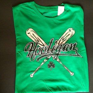 NEW Men's Green BlueNotes T-shirt, Distressed Hooligans Logo, XL